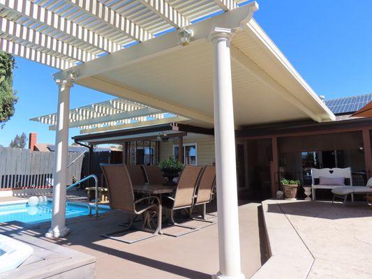 Solid and lattice patio cover combo