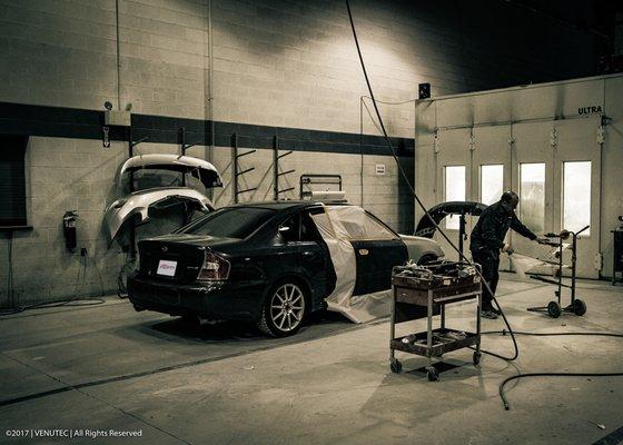 Vehicle getting prepped for Paint