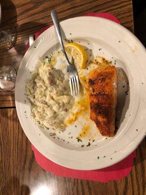 Marty's salmon with the best mashed potatoes ever ! Sorry - took the photo after I ate half of the potatoes.  Couldn't stop.