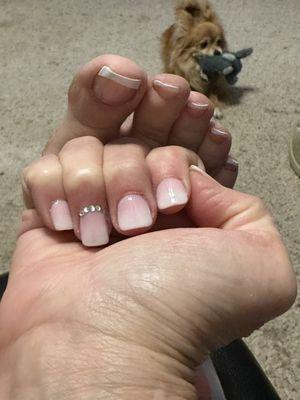 Ombré manicure & French tip pedicure.