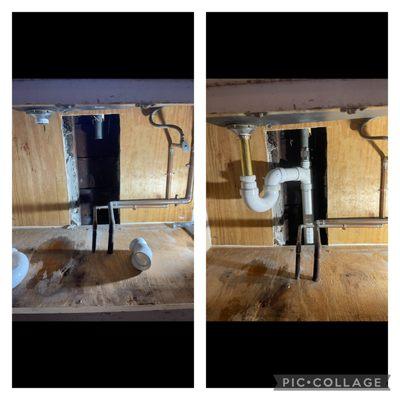 Rotted 2" kitchen sink drain repair.