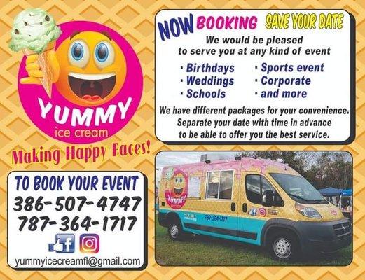 Yummy Ice Cream (Food Truck) * birthdays * weddings * kid events * city events * sport events * school events * corporate events * more...