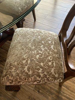 Reupholstered dinning chairs. Looks brand new!