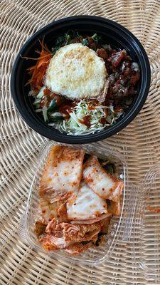 Bibimbap (top) Kimchi (bottom)