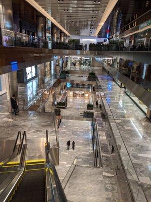 View leaving the gift shop down the escalators