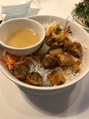 #58. Grilled Shrimp & Egg Rolls Rice Noodle Bowl