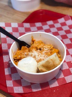 Rigatoni with vodka sauce and burrata