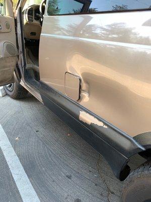 Dented side panel.