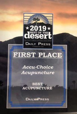 Thank You to all that voted Accu-Choice Acupuncture The Best of the Desert 2019.