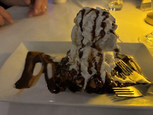 Brownie and ice cream