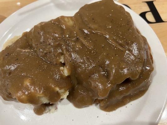 1/2 Open Meatloaf Sandwich w/Mashed Potatoes & lots of gravy!