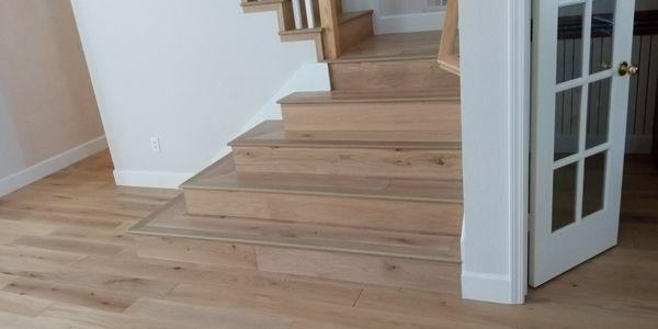 Flooring installation with French White Oak Valaire Rochelle in Redwood City, CA.