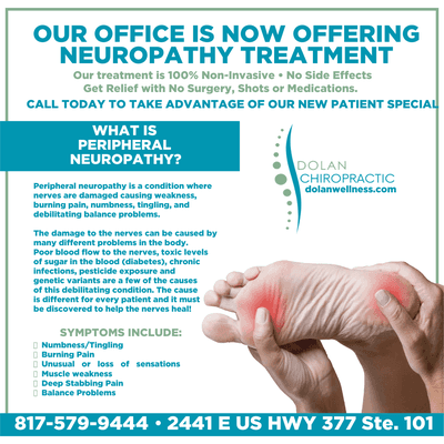 Are you suffering from Neuropathy? If so please give our office a call at 817-579-9444.