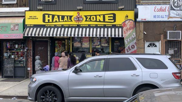 Customers line from the Halal Zone