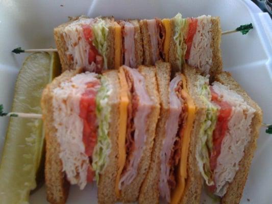 Club sandwich on wheat.