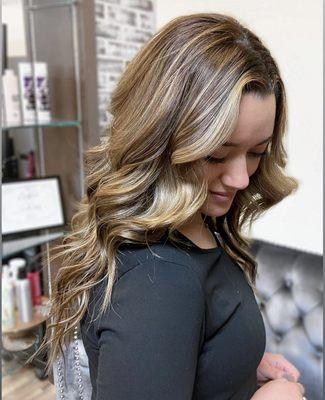 Beautiful balayage with face framing brightness