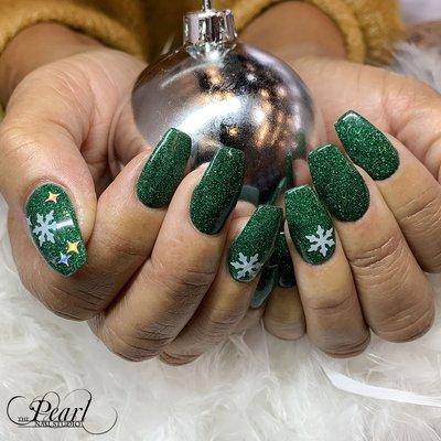 Sparkly green and snowflakes fun