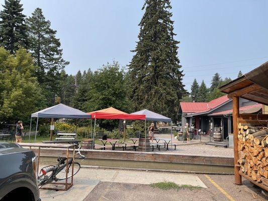 Outside patio. Terrific  beer. Staff is very friendly and helpful. Love the feel of this place.... Wish I could be a regular!!!