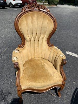 Parlor chair before reupholstery