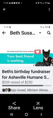 My birthday fundraiser I did for them.