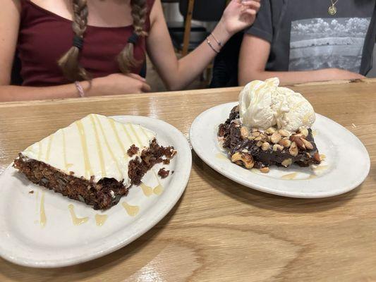 Carrot cake and brownie à la mode very generous servings