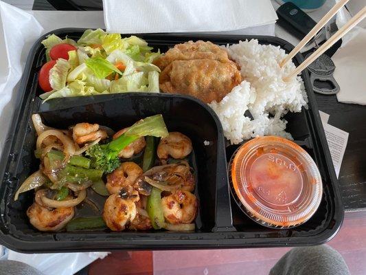 Shrimp Teriyaki Box. So good. Already ate half lol