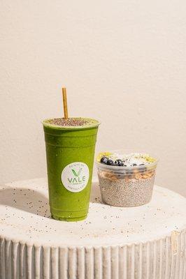 Pineapple Matcha Smoothie and Chia Pudding