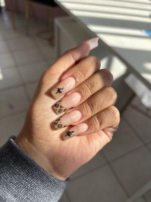 Brown french tip with cheetah print