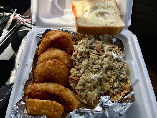 Fantastic onions rings and CFS sandwich!