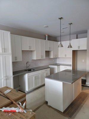 Custom Cabinets and countertops.