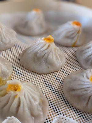 Home steamed frozen soup dumpling with crab roe