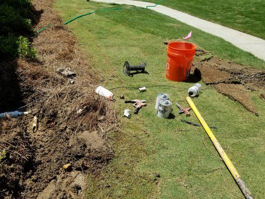 Southern Exteriors Re-Installation of severely Tree Root damaged Irrigation System