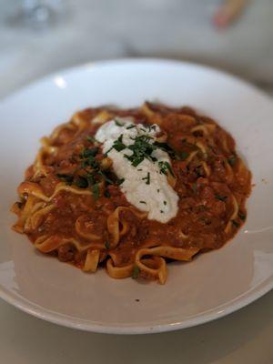 fettucine bolognese. house made ricotta