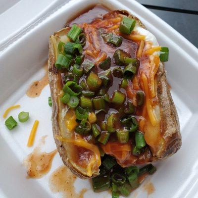 Loaded baked potato from Village Bar-B-Que