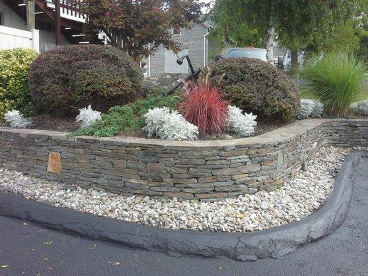 Retaining walls can create planting areas.