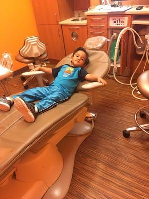 3 year old excited for dr.shaw follow up visit after dental surgery that went excellent