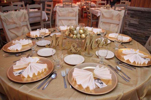 Tables in the Maple Room glitter and shine.