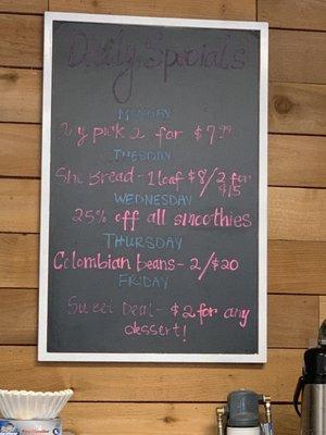 Specials, a little hard to read.