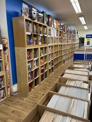 A wall of trade paperbacks and hard covers