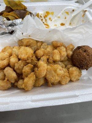 Shrimp basket and (what was a) sweet potato. Sweet potato was great, not so much the shrimp.