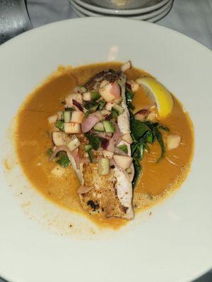 Red snapper in lobster cream sauce