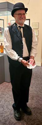 A card dealer, all dressed up! He was very nice and told us about the card rooms they had in the 1800's in Modesto.