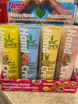 New Product Alert!
 Hempz hand creams now in stock. Available in 4 fragrances $12 each