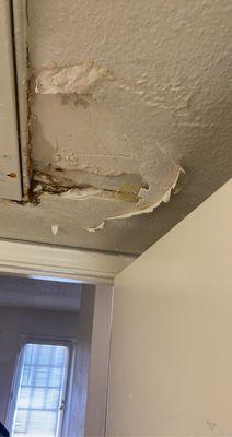 Water damaged ceiling from leaking ac unit that is continuously getting ' fixed '