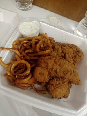 This is the chicken strip basket. $6.99. Delish!