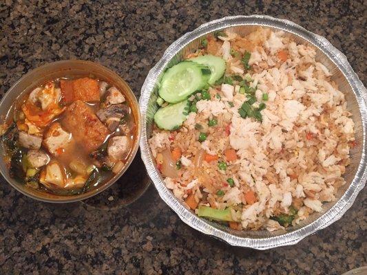 Tom Yum Soup w/ Tofu & Crab Fried Rice