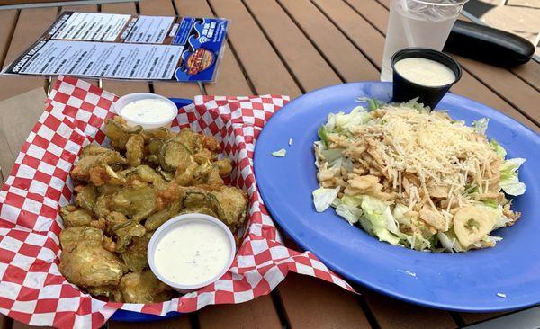 Fried Pickles and a Caesar Salad