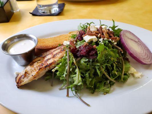 Kale salad with grilled chicken.