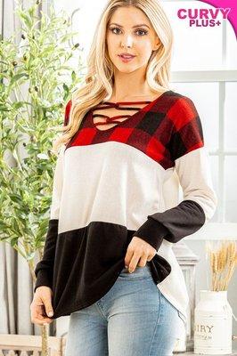 soft three color sweater