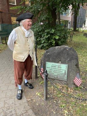 Donald Watson in character as one of the Sons Of Liberty, James Otis!